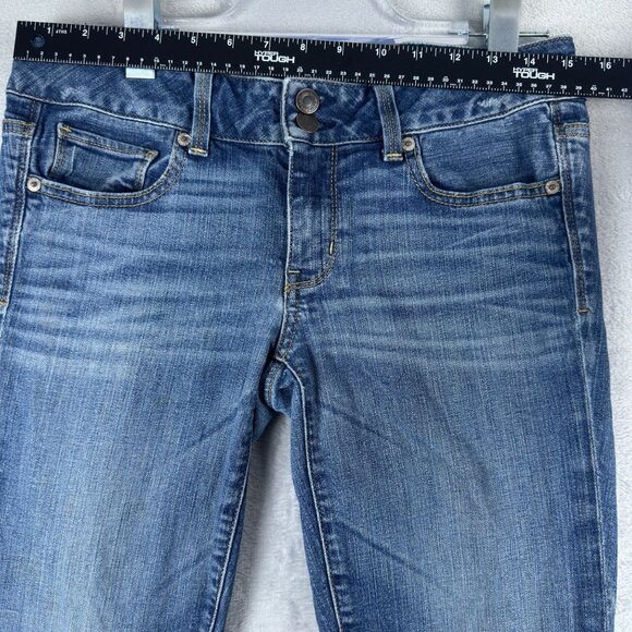 American Eagle Artist Crop Jeans Stretch Womens Size W30 Low Rise Blue - Picture 7 of 11